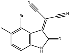 (4-bromo-5-methyl-2-oxo-1,2-dihydro-3H-indol-3-ylidene)malononitrile Struktur