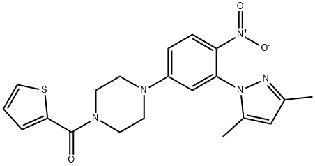 {4-[3-(3,5-dimethyl-1H-pyrazol-1-yl)-4-nitrophenyl]piperazin-1-yl}(thiophen-2-yl)methanone Struktur