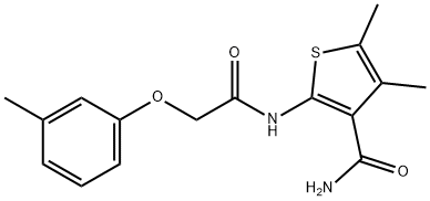 4,5-dimethyl-2-{[(3-methylphenoxy)acetyl]amino}-3-thiophenecarboxamide Struktur