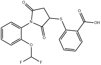 2-((1-(2-(difluoromethoxy)phenyl)-2,5-dioxopyrrolidin-3-yl)thio)benzoic acid Struktur