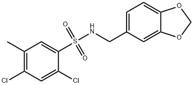 N-(benzo[d][1,3]dioxol-5-ylmethyl)-2,4-dichloro-5-methylbenzenesulfonamide Struktur