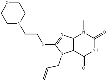 7-allyl-3-methyl-8-((2-morpholinoethyl)thio)-3,7-dihydro-1H-purine-2,6-dione Struktur