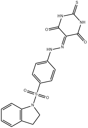 5-{[4-(2,3-dihydro-1H-indol-1-ylsulfonyl)phenyl]hydrazono}-2-thioxodihydro-4,6(1H,5H)-pyrimidinedione Struktur