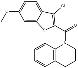 1-[(3-chloro-6-methoxy-1-benzothien-2-yl)carbonyl]-1,2,3,4-tetrahydroquinoline Struktur