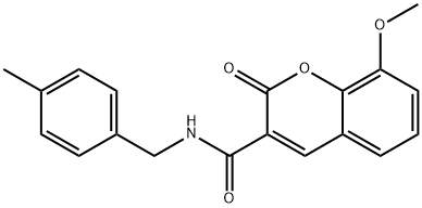 8-methoxy-N-[(4-methylphenyl)methyl]-2-oxochromene-3-carboxamide Struktur