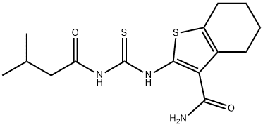 2-({[(3-methylbutanoyl)amino]carbonothioyl}amino)-4,5,6,7-tetrahydro-1-benzothiophene-3-carboxamide Struktur