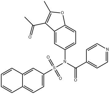 N-(3-acetyl-2-methylbenzofuran-5-yl)-N-(naphthalen-2-ylsulfonyl)isonicotinamide Struktur