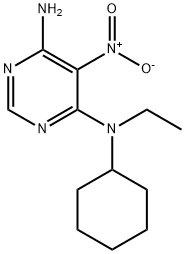 N4-cyclohexyl-N4-ethyl-5-nitropyrimidine-4,6-diamine Struktur