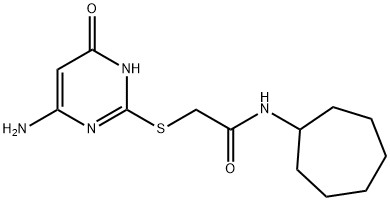 2-[(4-amino-6-oxo-1,6-dihydropyrimidin-2-yl)sulfanyl]-N-cycloheptylacetamide Struktur