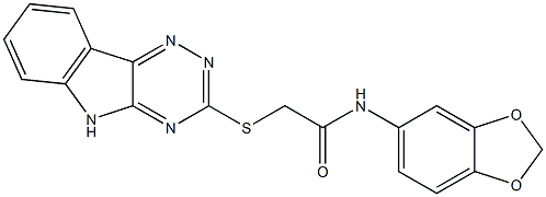 N-(1,3-benzodioxol-5-yl)-2-(5H-[1,2,4]triazino[5,6-b]indol-3-ylsulfanyl)acetamide Struktur