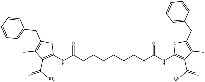 N,N'-bis[3-(aminocarbonyl)-5-benzyl-4-methyl-2-thienyl]nonanediamide Struktur