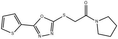 1-(pyrrolidin-1-yl)-2-((5-(thiophen-2-yl)-1,3,4-oxadiazol-2-yl)thio)ethan-1-one Struktur