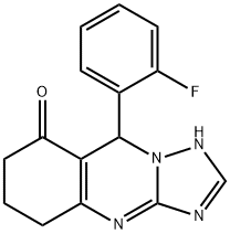 9-(2-fluorophenyl)-5,6,7,9-tetrahydro-[1,2,4]triazolo[5,1-b]quinazolin-8(4H)-one Struktur