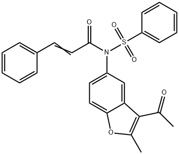 N-(3-acetyl-2-methylbenzofuran-5-yl)-N-(phenylsulfonyl)cinnamamide Struktur