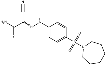 2-{[4-(1-azepanylsulfonyl)phenyl]hydrazono}-2-cyanoethanethioamide Struktur