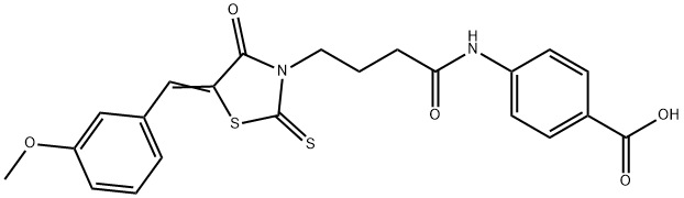 (Z)-4-(4-(5-(3-methoxybenzylidene)-4-oxo-2-thioxothiazolidin-3-yl)butanamido)benzoic acid Struktur