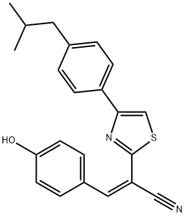 (Z)-3-(4-hydroxyphenyl)-2-(4-(4-isobutylphenyl)thiazol-2-yl)acrylonitrile Struktur