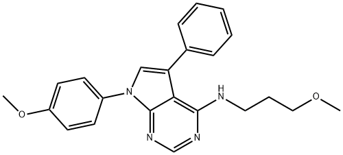 7-(4-methoxyphenyl)-N-(3-methoxypropyl)-5-phenyl-7H-pyrrolo[2,3-d]pyrimidin-4-amine Struktur