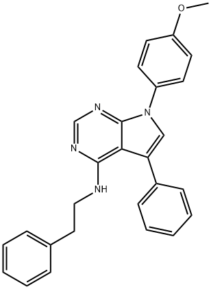 7-(4-methoxyphenyl)-N-phenethyl-5-phenyl-7H-pyrrolo[2,3-d]pyrimidin-4-amine Struktur