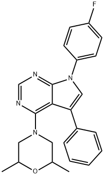 4-(7-(4-fluorophenyl)-5-phenyl-7H-pyrrolo[2,3-d]pyrimidin-4-yl)-2,6-dimethylmorpholine Struktur