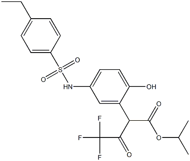 isopropyl 2-(5-((4-ethylphenyl)sulfonamido)-2-hydroxyphenyl)-4,4,4-trifluoro-3-oxobutanoate Struktur