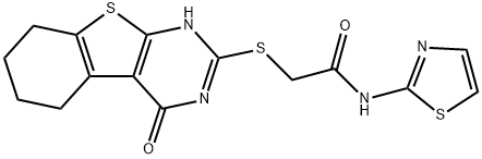 2-((4-oxo-3,4,5,6,7,8-hexahydrobenzo[4,5]thieno[2,3-d]pyrimidin-2-yl)thio)-N-(thiazol-2-yl)acetamide Struktur