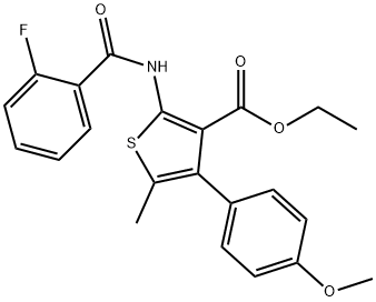 ethyl 2-(2-fluorobenzamido)-4-(4-methoxyphenyl)-5-methylthiophene-3-carboxylate Struktur