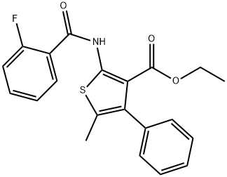 ethyl 2-(2-fluorobenzamido)-5-methyl-4-phenylthiophene-3-carboxylate Struktur