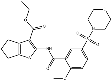 ethyl 2-(2-methoxy-5-(morpholinosulfonyl)benzamido)-5,6-dihydro-4H-cyclopenta[b]thiophene-3-carboxylate Struktur