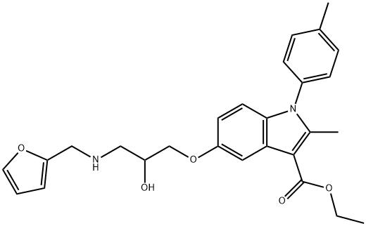 ethyl 5-(3-((furan-2-ylmethyl)amino)-2-hydroxypropoxy)-2-methyl-1-(p-tolyl)-1H-indole-3-carboxylate Struktur