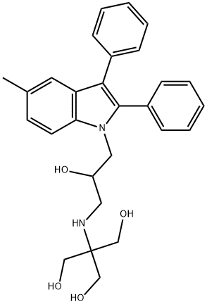 2-(hydroxymethyl)-2-[[2-hydroxy-3-(5-methyl-2,3-diphenylindol-1-yl)propyl]amino]propane-1,3-diol Struktur