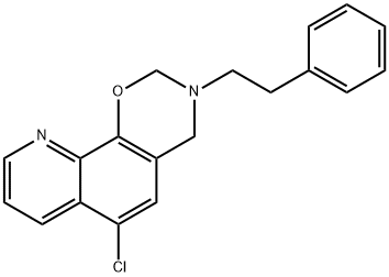 6-chloro-3-phenethyl-3,4-dihydro-2H-[1,3]oxazino[5,6-h]quinoline Struktur