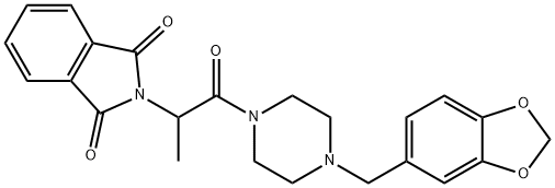 2-{1-[4-(1,3-benzodioxol-5-ylmethyl)piperazin-1-yl]-1-oxopropan-2-yl}-1H-isoindole-1,3(2H)-dione Struktur