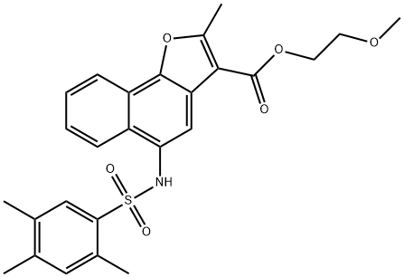 2-methoxyethyl 2-methyl-5-((2,4,5-trimethylphenyl)sulfonamido)naphtho[1,2-b]furan-3-carboxylate Struktur