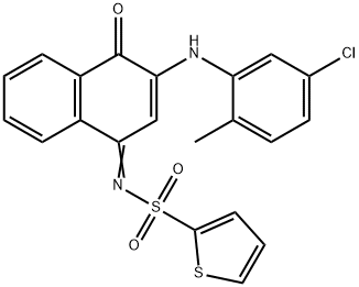 (Z)-N-(3-((5-chloro-2-methylphenyl)amino)-4-oxonaphthalen-1(4H)-ylidene)thiophene-2-sulfonamide Struktur