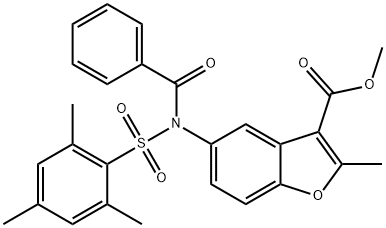 methyl 5-(N-(mesitylsulfonyl)benzamido)-2-methylbenzofuran-3-carboxylate Struktur