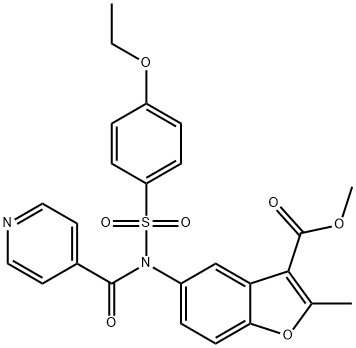 methyl 5-(N-((4-ethoxyphenyl)sulfonyl)isonicotinamido)-2-methylbenzofuran-3-carboxylate Struktur