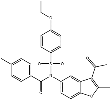 N-(3-acetyl-2-methylbenzofuran-5-yl)-N-((4-ethoxyphenyl)sulfonyl)-4-methylbenzamide Struktur