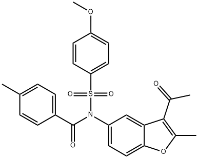 N-(3-acetyl-2-methylbenzofuran-5-yl)-N-((4-methoxyphenyl)sulfonyl)-4-methylbenzamide Struktur