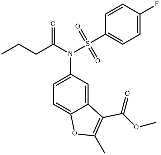 methyl 5-(N-((4-fluorophenyl)sulfonyl)butyramido)-2-methylbenzofuran-3-carboxylate Struktur