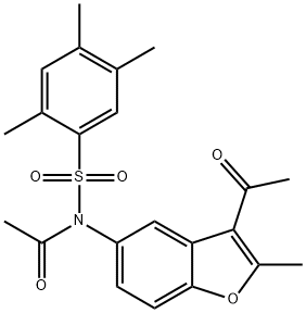 N-(3-acetyl-2-methylbenzofuran-5-yl)-N-((2,4,5-trimethylphenyl)sulfonyl)acetamide Struktur