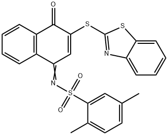 (Z)-N-(3-(benzo[d]thiazol-2-ylthio)-4-oxonaphthalen-1(4H)-ylidene)-2,5-dimethylbenzenesulfonamide Struktur