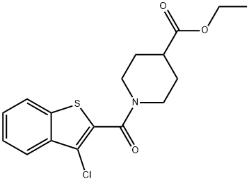 ethyl 1-[(3-chloro-1-benzothiophen-2-yl)carbonyl]piperidine-4-carboxylate Struktur