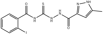 2-iodo-N-({2-[(3-methyl-1H-pyrazol-5-yl)carbonyl]hydrazino}carbonothioyl)benzamide Struktur