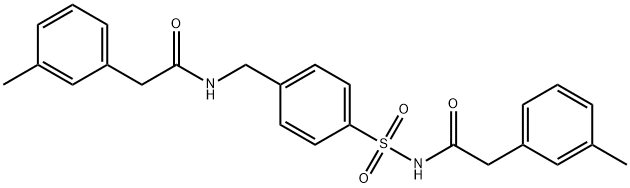 2-(3-methylphenyl)-N-[[4-[[2-(3-methylphenyl)acetyl]sulfamoyl]phenyl]methyl]acetamide Struktur