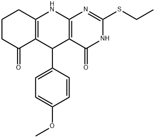 2-(ethylthio)-5-(4-methoxyphenyl)-5,8,9,10-tetrahydropyrimido[4,5-b]quinoline-4,6(3H,7H)-dione Struktur