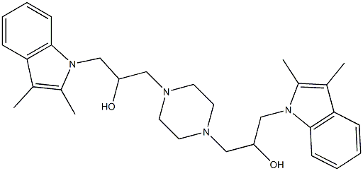 3,3-(piperazine-1,4-diyl)bis(1-(2,3-dimethyl-1H-indol-1-yl)propan-2-ol) Struktur