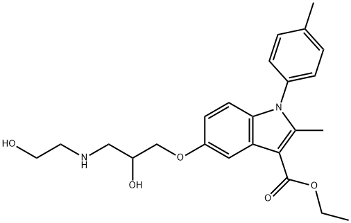 ethyl 5-(2-hydroxy-3-((2-hydroxyethyl)amino)propoxy)-2-methyl-1-(p-tolyl)-1H-indole-3-carboxylate Struktur