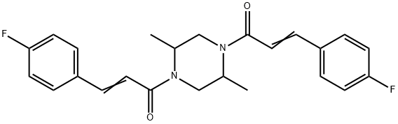 (E)-3-(4-fluorophenyl)-1-[4-[(E)-3-(4-fluorophenyl)prop-2-enoyl]-2,5-dimethylpiperazin-1-yl]prop-2-en-1-one Struktur