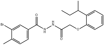 3-bromo-N'-[(2-sec-butylphenoxy)acetyl]-4-methylbenzohydrazide Struktur